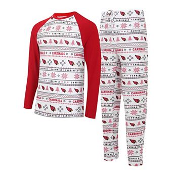 Men's Concepts Sport White/Cardinal Arizona Cardinals Tinsel Raglan Long Sleeve T-Shirt & Pants Sleep Set