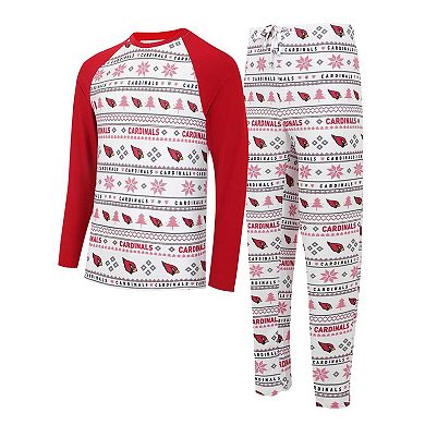 Men's Concepts Sport White/Cardinal Arizona Cardinals TinselÂ Raglan Long Sleeve T-Shirt & Pants Sleep Set
