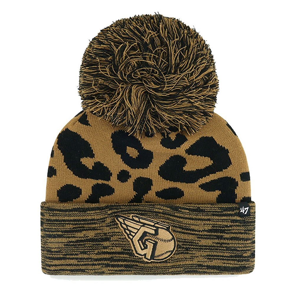 Women's '47 Cleveland Guardians Leopard Rosette Cuffed Knit Hat