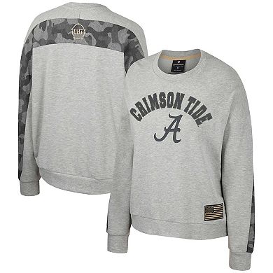 Women's Colosseum Heather Gray Alabama Crimson Tide OHT Military Appreciation Flag Rank Dolman Pullover Sweatshirt