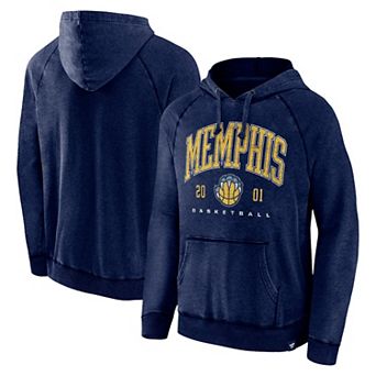 Men's Fanatics Branded Heather Navy Memphis Grizzlies Foul Trouble Snow Wash Raglan Pullover Hoodie