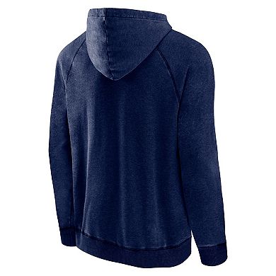 Men's Fanatics Branded Heather Navy Memphis Grizzlies Foul Trouble Snow Wash Raglan Pullover Hoodie