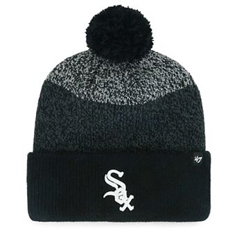 Men's '47 Black Chicago White Sox Darkfreeze Cuffed Knit Hat with Pom