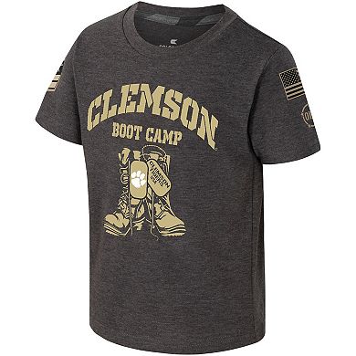 Toddler Colosseum Charcoal Clemson Tigers OHT Military Appreciation Boot Camp T-Shirt