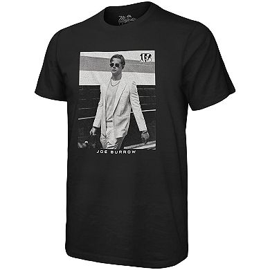Men's Majestic Threads Joe Burrow Black Cincinnati Bengals Oversized Player Image T-Shirt