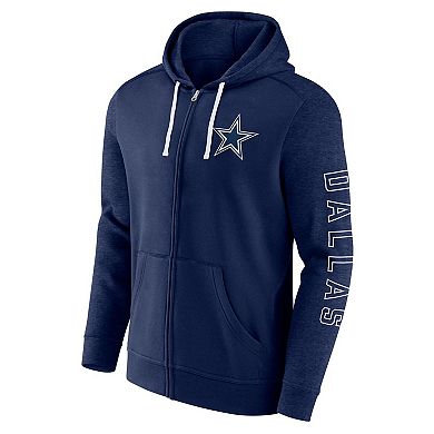Men's Fanatics Branded Heather Navy Dallas Cowboys Offensive Lineup Hoodie Full-Zip Hoodie