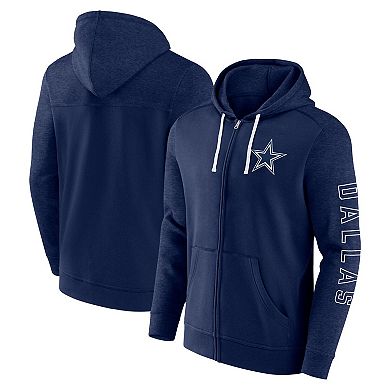 Men's Fanatics Branded Heather Navy Dallas Cowboys Offensive Lineup Hoodie Full-Zip Hoodie