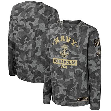 Youth Colosseum Camo Navy Midshipmen OHT Military Appreciation Dark Star Long Sleeve T-Shirt