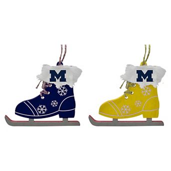 The Memory Company Michigan Wolverines Two-Pack Ice Skate Ornament Set