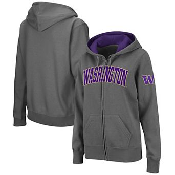 Women's Colosseum Charcoal Washington Huskies Arched Name Full-Zip Hoodie