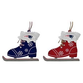 The Memory Company New England Patriots Two-Pack Ice Skate Ornament Set