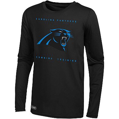 Men's Black Carolina Panthers Side Drill Long Sleeve T-Shirt