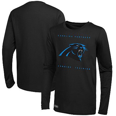 Men's Black Carolina Panthers Side Drill Long Sleeve T-Shirt