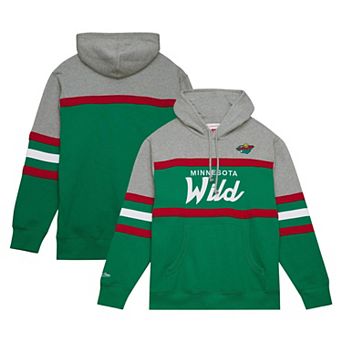 Men's Mitchell & Ness Green/Gray Minnesota Wild Head Coach Pullover Hoodie