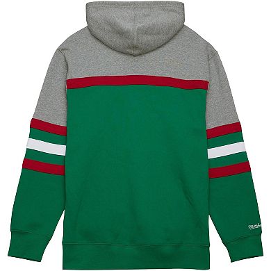 Men's Mitchell & Ness Green/Gray Minnesota Wild Head Coach Pullover Hoodie