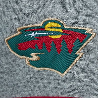 Men's Mitchell & Ness Green/Gray Minnesota Wild Head Coach Pullover Hoodie