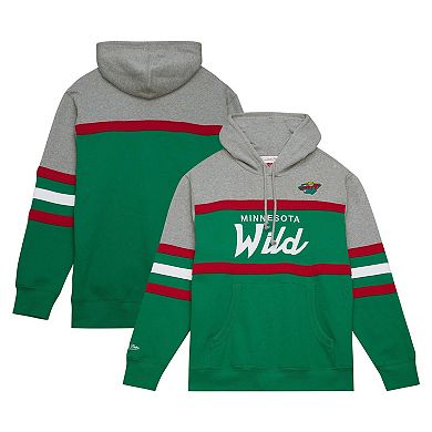 Men's Mitchell & Ness Green/Gray Minnesota Wild Head Coach Pullover Hoodie