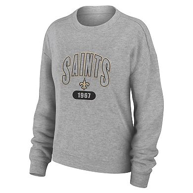 Women's WEAR by Erin Andrews Heather Gray New Orleans Saints Plus Size Knitted Tri-Blend Long Sleeve T-Shirt & Pants Lounge Set