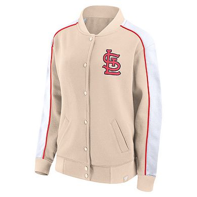 Women's Fanatics Branded Tan St. Louis Cardinals Luxe Lounge Full-Snap Jacket