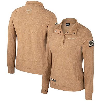 Women's Colosseum Tan Penn State Nittany Lions OHT Military Appreciation Sand Tatum Quarter-Snap Raglan Jacket