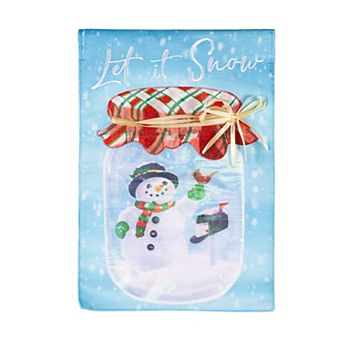 Evergreen Enterprises Let it Snow Snowman Burlap Garden Flag