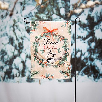 Evergreen Enterprises Chickadee Wreath Burlap Garden Flag