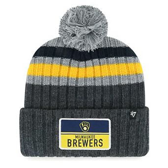 Men's '47 Gray Milwaukee Brewers Stack Cuffed Knit Hat with Pom