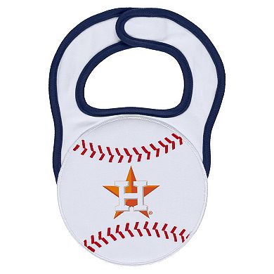 Newborn & Infant White Houston Astros Sleep & Play Full-Zip Footed Jumper with Bib