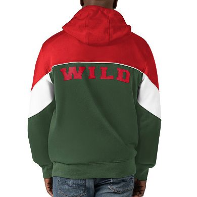 Men's Starter  Green/Red Minnesota Wild Power Forward Full-Zip Hoodie