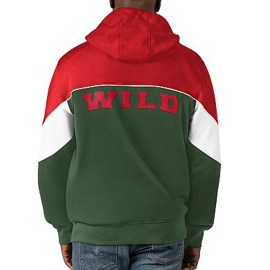 Men's Starter Green/Red Minnesota Wild Power Forward Full-Zip Hoodie