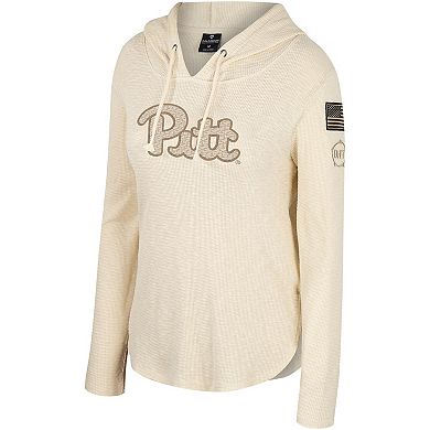 Women's Colosseum Cream Pitt Panthers OHT Military Appreciation Casey Raglan Long Sleeve Hoodie T-Shirt