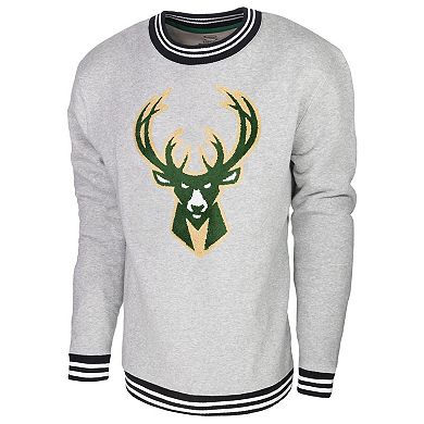 Men's Stadium Essentials Heather Gray Milwaukee Bucks Club Level Pullover Sweatshirt