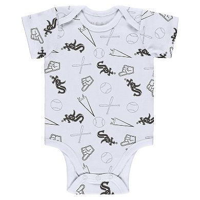 Newborn & Infant Gray/White/Black Chicago White Sox Three-Piece Turn Me Around Bodysuits & Pants Set