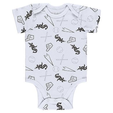 Newborn & Infant WEAR by Erin Andrews Gray/White/Black Chicago White Sox Three-Piece Turn Me Around Bodysuits & Pants Set
