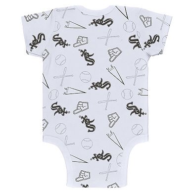 Newborn & Infant WEAR by Erin Andrews Gray/White/Black Chicago White Sox Three-Piece Turn Me Around Bodysuits & Pants Set