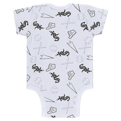 Newborn & Infant Gray/White/Black Chicago White Sox Three-Piece Turn Me Around Bodysuits & Pants Set