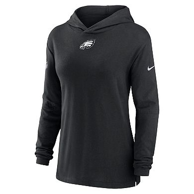 Women's Nike Black Philadelphia Eagles Sideline Performance Long Sleeve Hoodie T-Shirt