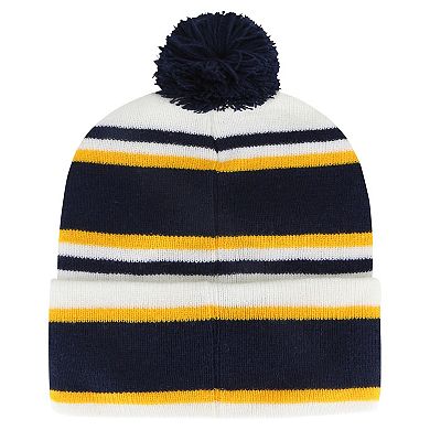 Youth '47 White/Navy Milwaukee Brewers Stripling Cuffed Knit Hat with Pom