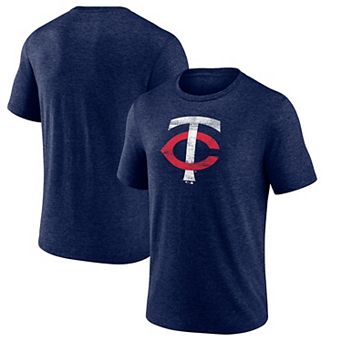 Men's Fanatics Branded Navy Minnesota Twins Weathered Official Logo Tri-Blend T-Shirt