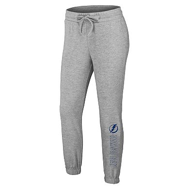 Women's WEAR by Erin Andrews Heather Gray Tampa Bay Lightning Knit Long Sleeve Tri-Blend T-Shirt & Pants Sleep Set
