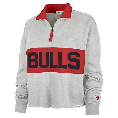 Women's '47 Heather Gray Chicago Bulls Breakthrough Remi Quarter-Zip Jacket