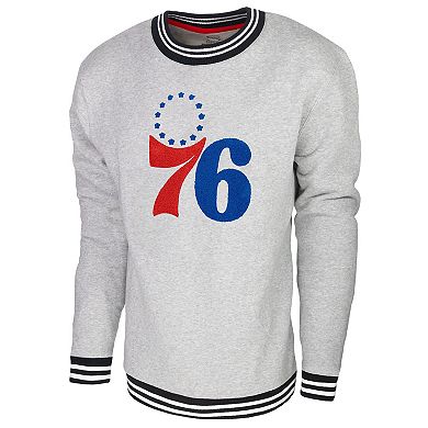 Men's Stadium Essentials Heather Gray Philadelphia 76ers Club Level Pullover Sweatshirt