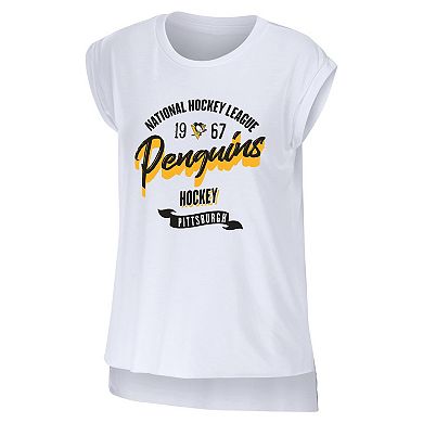 Women's WEAR by Erin Andrews White Pittsburgh Penguins Domestic Tank Top