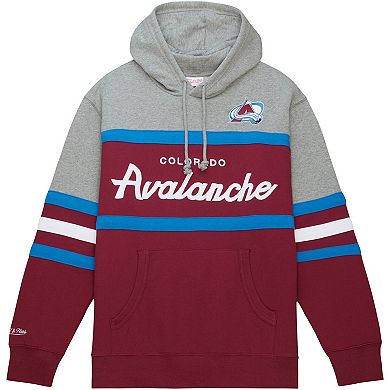 Men's Mitchell & Ness Burgundy/Gray Colorado Avalanche Head Coach Pullover Hoodie