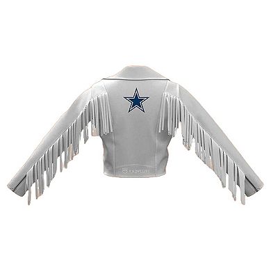 Women's White Dallas Cowboys Fringe Leather Full-Zip Jacket