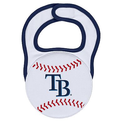 Newborn & Infant WEAR by Erin Andrews White Tampa Bay Rays Sleep & Play Full-Zip Footed Jumper with Bib