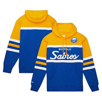Men's Mitchell & Ness Royal/Gold Buffalo Sabres Head Coach Pullover Hoodie