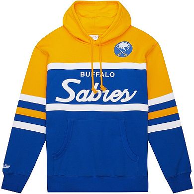 Men's Mitchell & Ness Royal/Gold Buffalo Sabres Head Coach Pullover Hoodie
