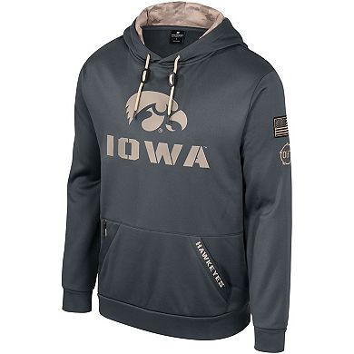 Men's Colosseum Charcoal Iowa Hawkeyes OHT Military Appreciation Pullover Hoodie