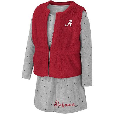 Girls Toddler Colosseum Crimson Alabama Crimson Tide Meowing Vest & Dress Set